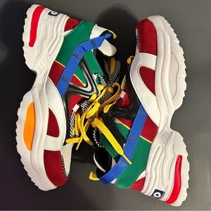 Colorful Kids Sneakers with Yellow Laces